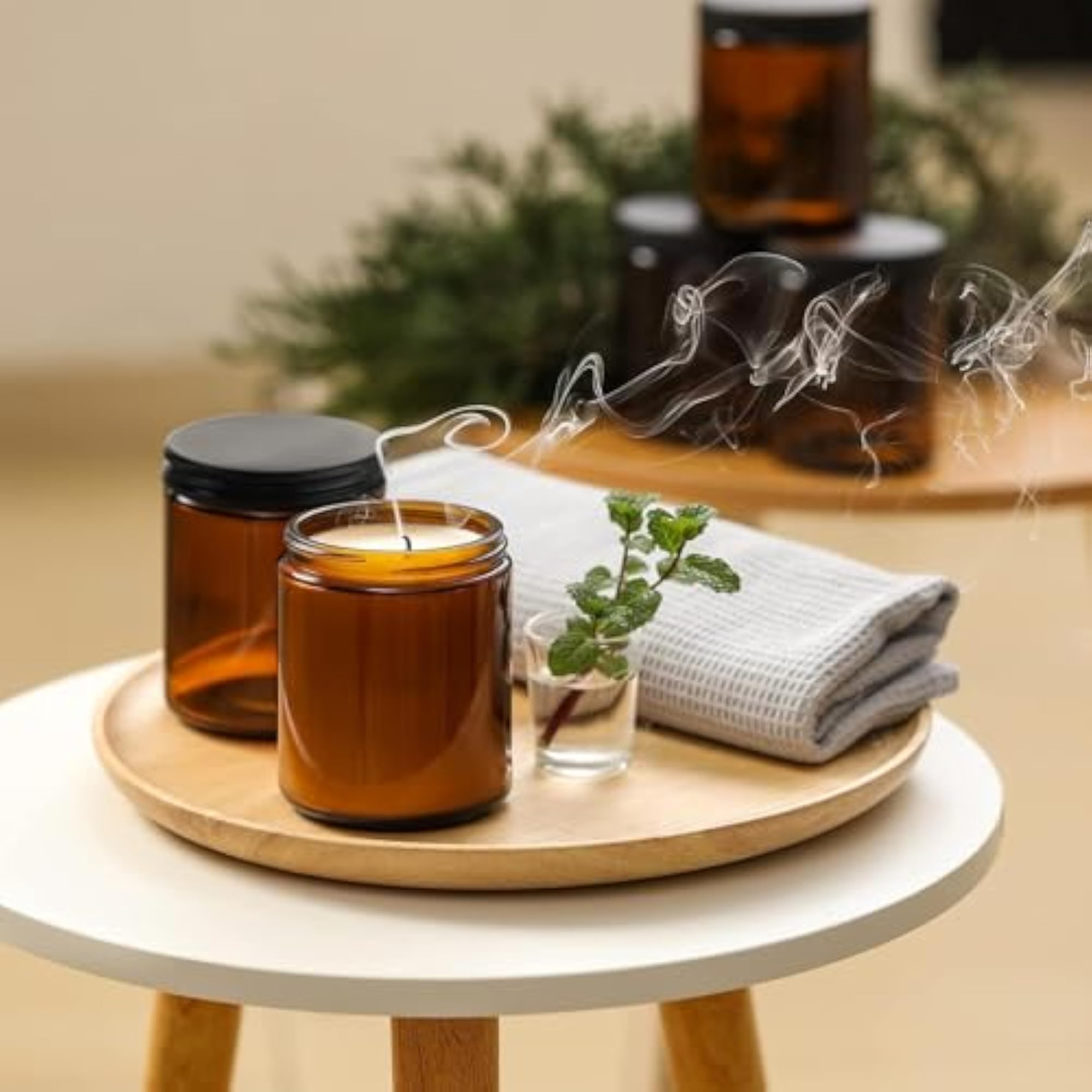 Premium Amber Glass Jars with Metal Cap, 200 ml Set